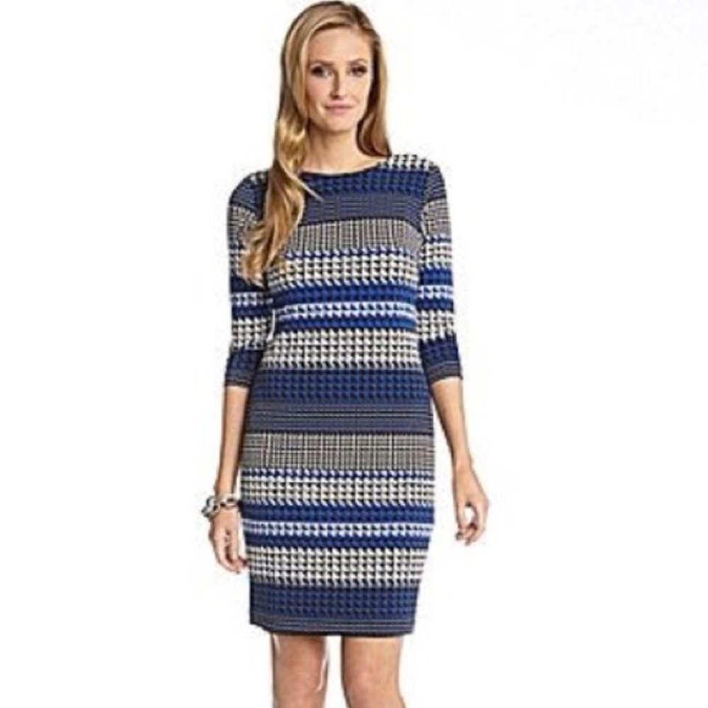 Karen Kane Blue Houndstooth Dress